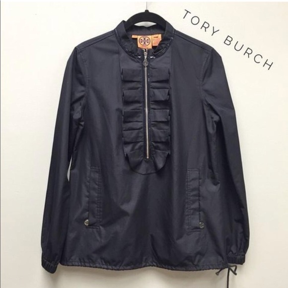 Tory Burch Jackets & Blazers - Tory Burch Blue Ruffled Windbreaker Jacket Sz 6